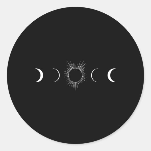 日食太陽の月相全体 ラウンドシール (正面)
