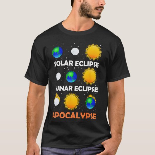 日食太陽の月科学先生宇宙日食 Tシャツ (正面)