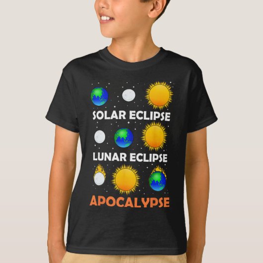 日食太陽の月科学先生宇宙日食 Tシャツ (正面)