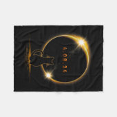 日食太陽の眼鏡を掛け太陽のたEclipse T猫 フリースブランケット (正面(横))