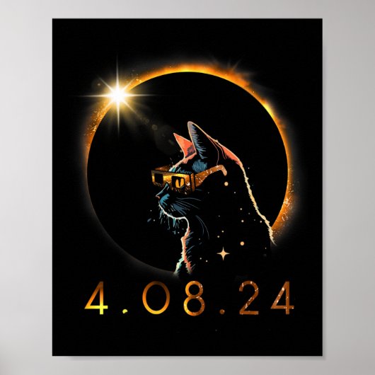 日食太陽の眼鏡を掛け太陽のたEclipse T猫 ポスター (正面)