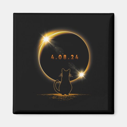 日食太陽の眼鏡を掛け太陽のたEclipse T猫 マグネット (正面)