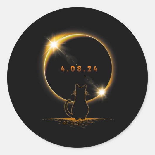 日食太陽の眼鏡を掛け太陽のたEclipse T猫 ラウンドシール (正面)