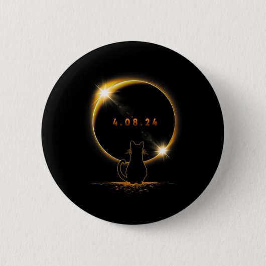 日食太陽の眼鏡を掛け太陽のたEclipse T猫 缶バッジ (正面)