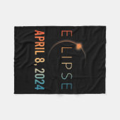 日食太陽の2024年4月8日皆食太陽の フリースブランケット (正面(横))