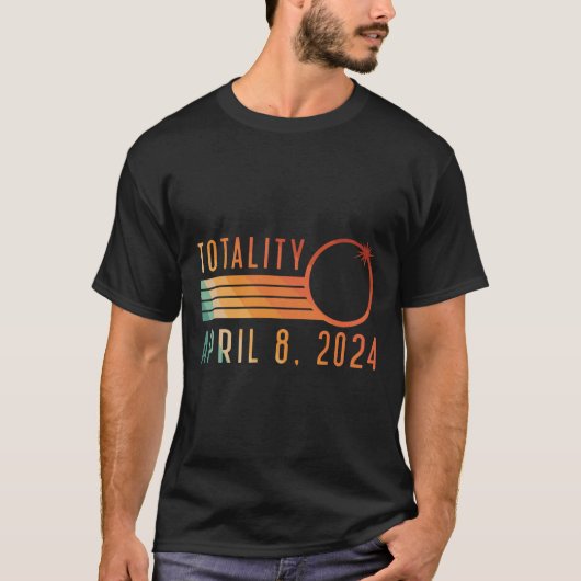 日食太陽の2024年4月8日皆食太陽の Tシャツ (正面)