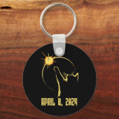 日食太陽の2024 4年4月8日男性女性キッド キーホルダー (正面)