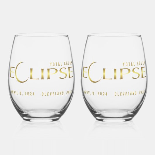 日食黄金天体記念のお土産 ステムなしワイングラス (左)