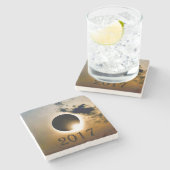 日食2017年の大理石のコースター ストーンコースター (横)