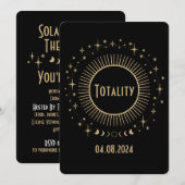 日食 & 天体星 ブラック & ゴールド ウォッチ 招待状 (正面/裏面)