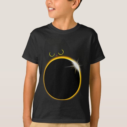 日食 黒猫 愛好家 イラスト Tシャツ (正面)