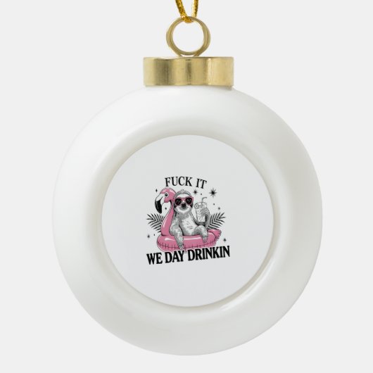 日飲みナマケモノ セラミックボールオーナメント (正面)