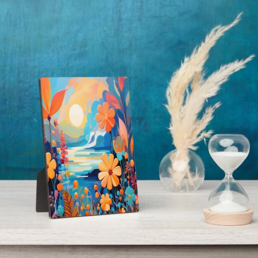 日鮮やかの入りフローラ風景自然アート フォトプラーク (側面)