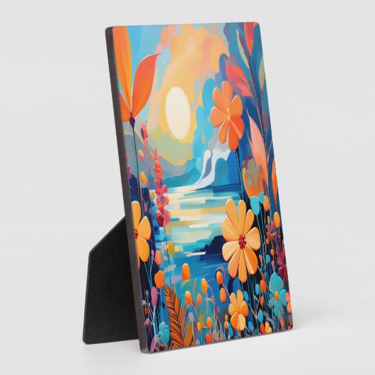 日鮮やかの入りフローラ風景自然アート フォトプラーク (側面)
