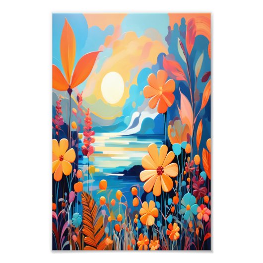 日鮮やかの入りフローラ風景自然アート フォトプリント            (正面)