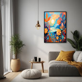 日鮮やかの入りフローラ風景自然アート ポスター