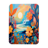 日鮮やかの入りフローラ風景自然アート マグネット (縦)