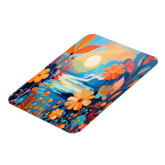 日鮮やかの入りフローラ風景自然アート マグネット (左側)