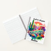 日鮮やかの入り時にサボテンを持つアリゾナの風景 ノートブック (内部)