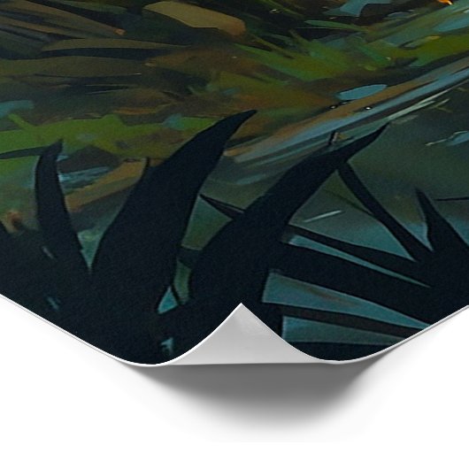 日鮮やか入りジャングルのシブ絵を描ラ ポスター (角)