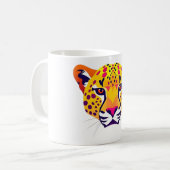 日鮮やか没の色合いのチータヘッド コーヒーマグカップ (正面左)