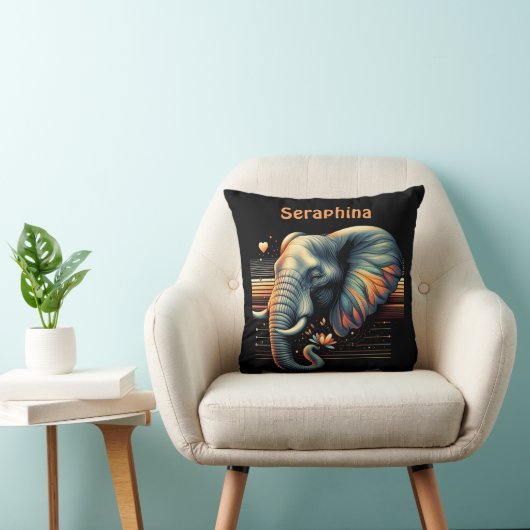 日鮮やか没パターン(の模様が)ある時の象 クッション (椅子)