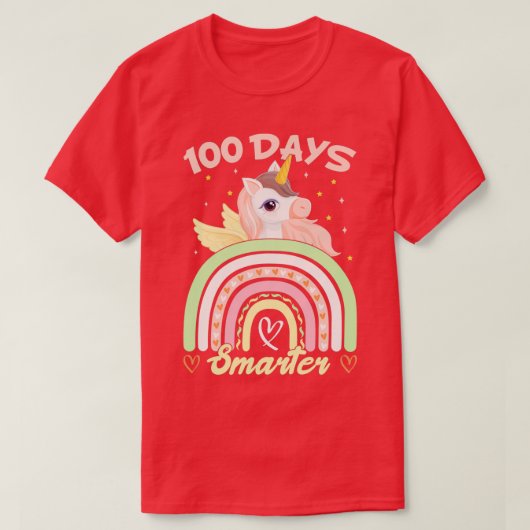 日100人のカラフル学校ユニコーン愛好家への贈り物 Tシャツ (デザイン正面)