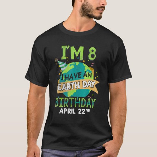 日4月22日誕生生まれ救地球救CLI Tシャツ (正面)