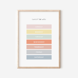 日・オブ・ウィークMontessori Classroom Art Poster ポスター