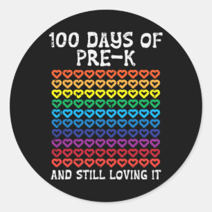日Pre-k Loving Itハート100Th Day Of School Ki ラウンドシール