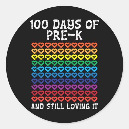 日Pre-k Loving Itハート100Th Day Of School Ki ラウンドシール (正面)