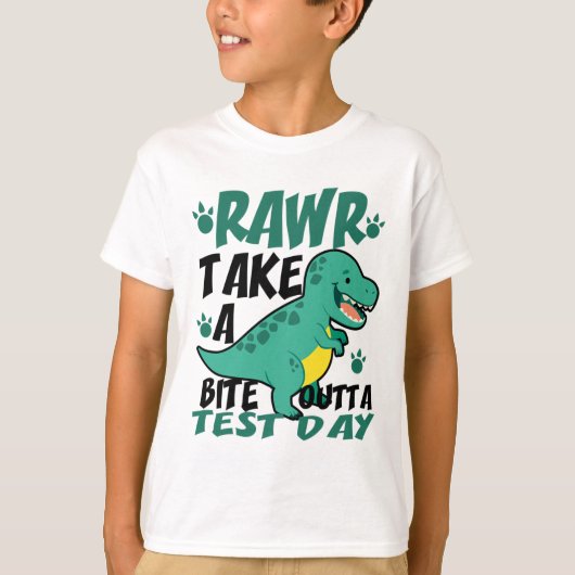 日Tレックスおもしろい先生恐竜試験 Tシャツ (正面)