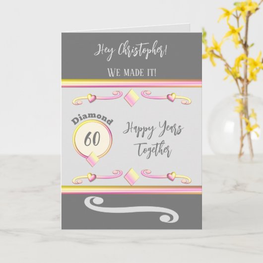 旦那はダイヤモンド60周年記念グレーを愛している カード (黄色い花)
