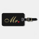 旦那グルーム氏の結婚黒いエレガント金ゴールド旅行 ラゲッジタグ (正面横)