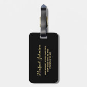 旦那グルーム氏の結婚黒いエレガント金ゴールド旅行 ラゲッジタグ (裏面縦)