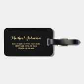 旦那グルーム氏の結婚黒いエレガント金ゴールド旅行 ラゲッジタグ (裏面横)