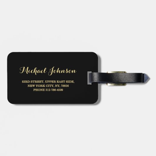 旦那グルーム氏の結婚黒いエレガント金ゴールド旅行 ラゲッジタグ (裏面横)