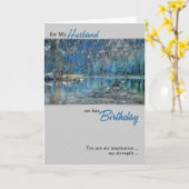 旦那ローイングカヤックの湖の誕生日 カード (黄色い花)