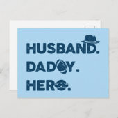 旦那。パパ。ヒーロー.レトロ図 ポストカード (正面/裏面)