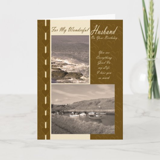 旦那On Your誕生日沿岸ボート カード (正面)