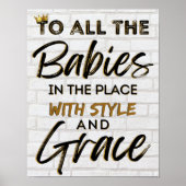 旧おもしろい校90のヒップホップ誕生日/ベビーシャワー ポスター (正面)