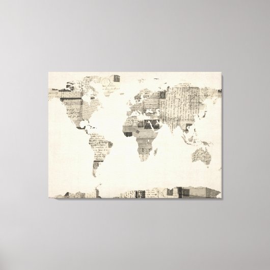 旧はがきの世界地図 キャンバスプリント (正面)