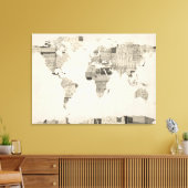 旧はがきの世界地図 キャンバスプリント (インサイチュ (リビング))