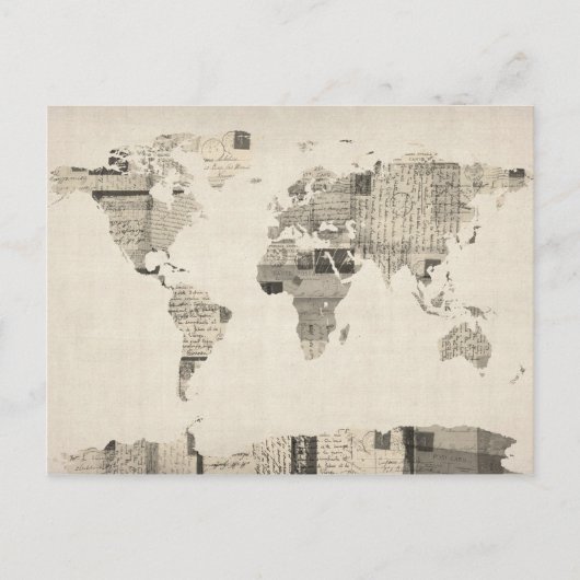 旧はがきの世界地図 ポストカード (正面)