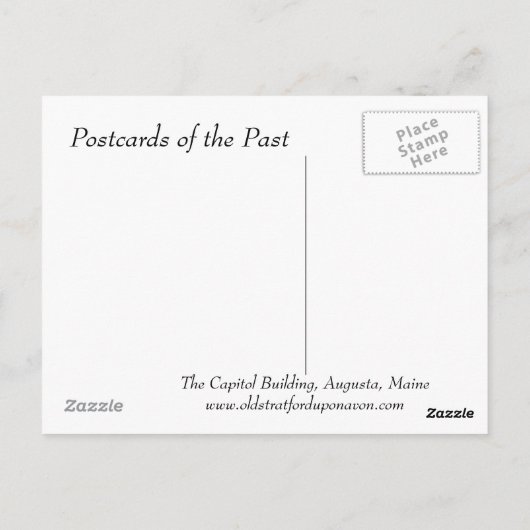 旧はがき – キャピトル建物、アウグスタ、メイン ポストカード (裏面)