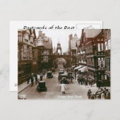 旧はがき – 外国人通り，チェスター，イギリス ポストカード (正面/裏面)