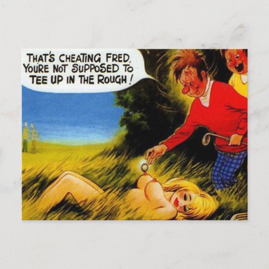 旧はがき – 旧漫画ゴルフはがき ポストカード (正面)