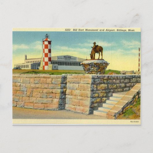 旧はがき – 空港、ビリングス、モンタナ ポストカード (正面)