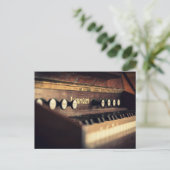 旧アンティークキーボードピアノ鍵楽器 ポストカード (スタンド正面)
