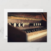旧アンティークキーボードピアノ鍵楽器 ポストカード (正面/裏面)